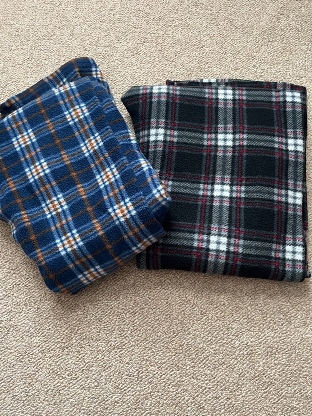 Mens Plaid Fleece PJ Pants Set - Blue & Black
